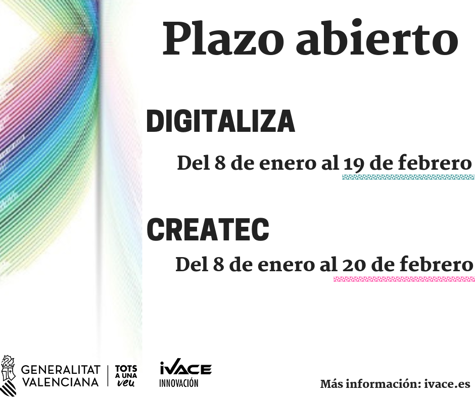 Abierto plazo DIGITALIZA y CREATEC